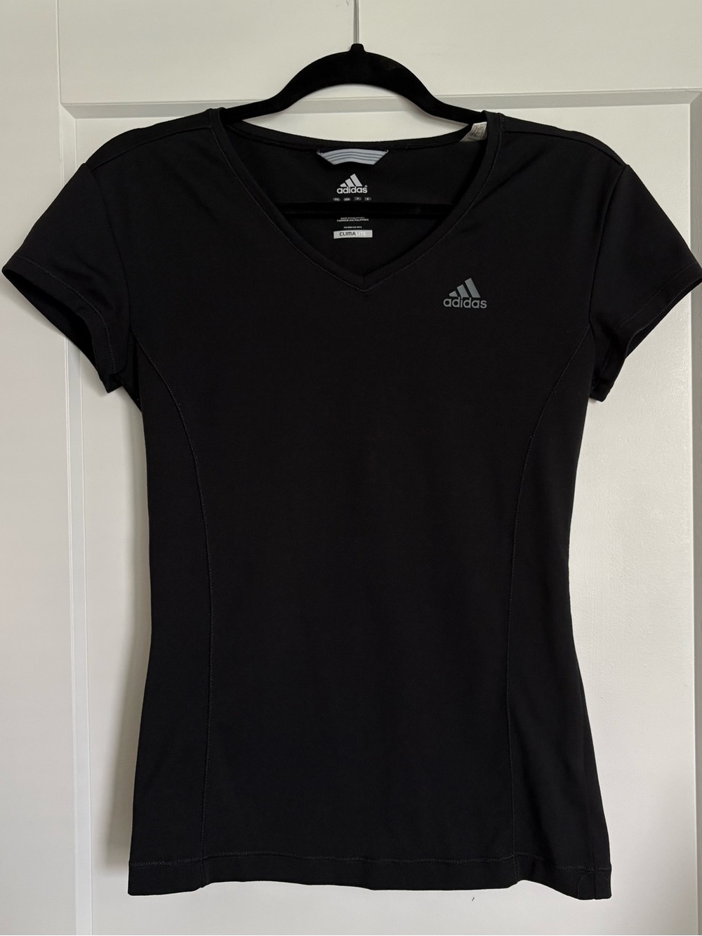 Adidas Climalite Women’s Black V Neck Short Sleeve Athletic Top